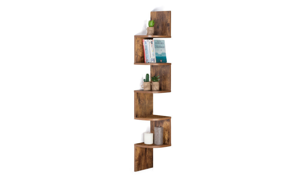 Etagère murale d'angle effet bois vieilli 120cm