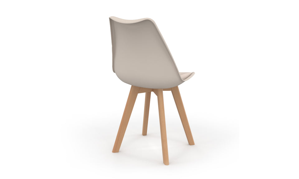 Chaises Nordia assise beige et pieds bois - lot de 2