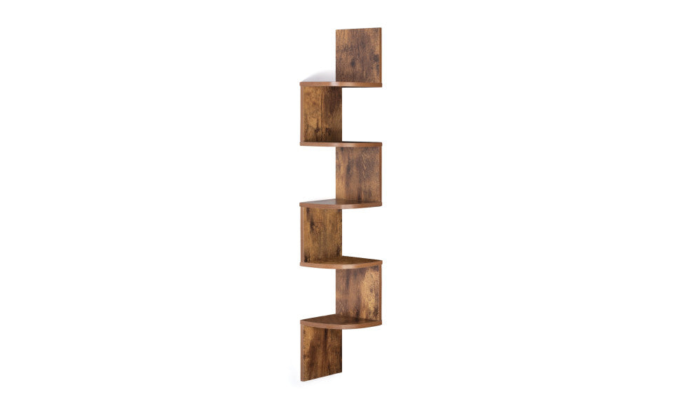 Etagère murale d'angle effet bois vieilli 120cm