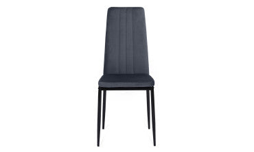 Chaises Jade en velours gris foncé et pieds noirs - lot de 6