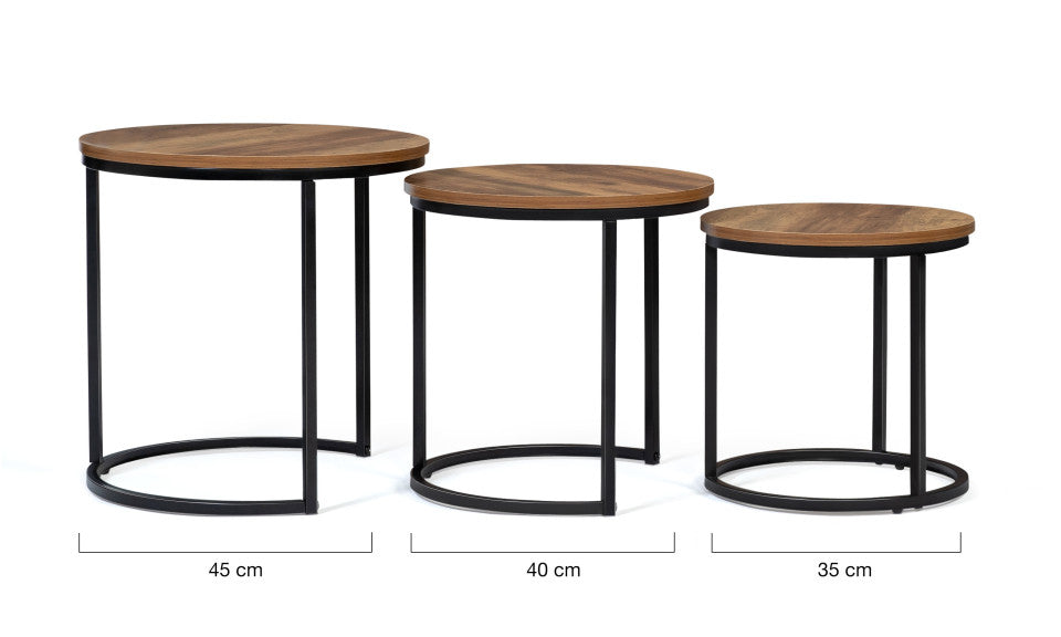 Tables basses rondes gigognes Elize - lot de 3