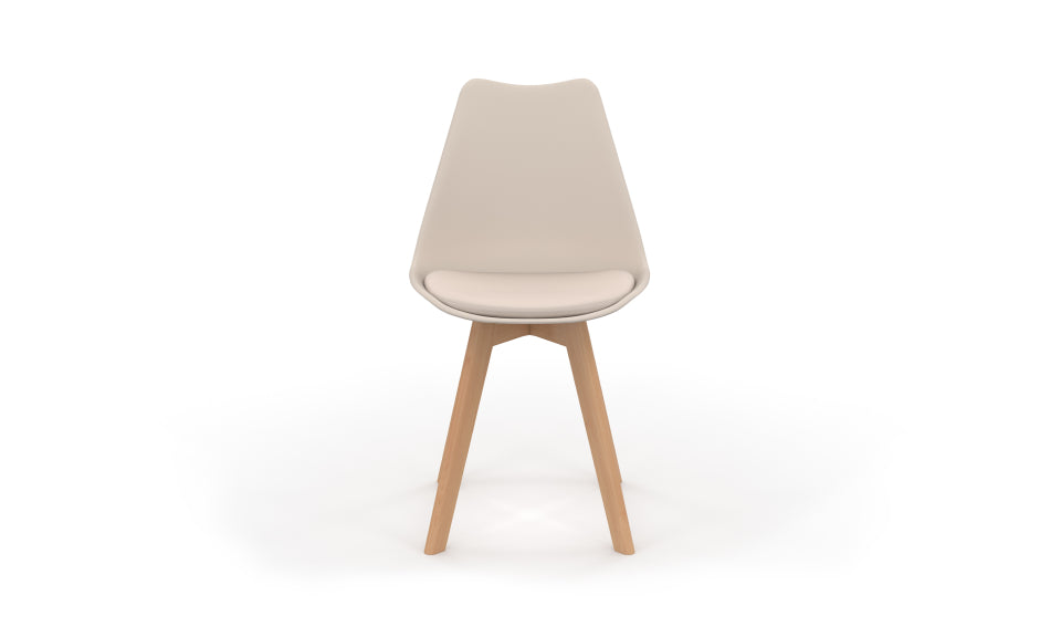 Chaises Nordia assise beige et pieds bois - lot de 6