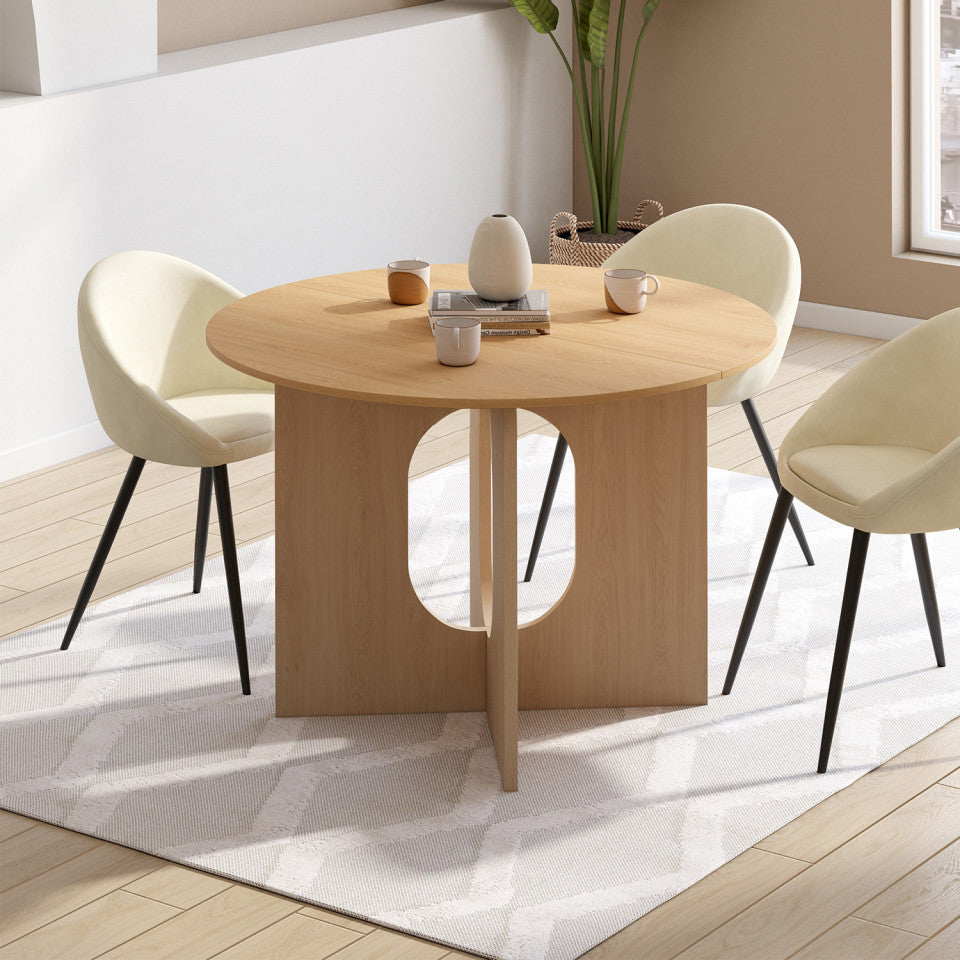 Table à manger ronde extensible Mathis bois  Ø110-150cm