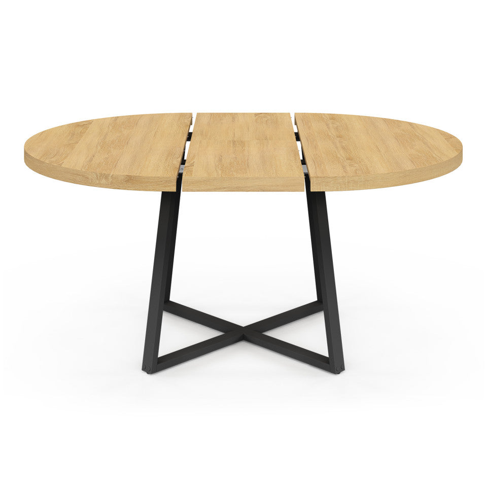 Table à manger ronde extensible Sana bois et noir Ø110-150cm