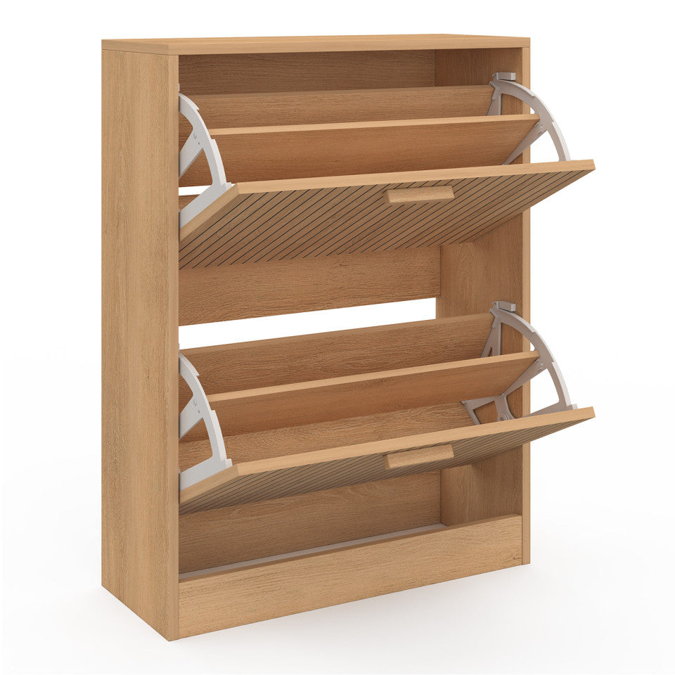 Meuble à chaussures Faustine 2 portes effet lattes - 12 paires