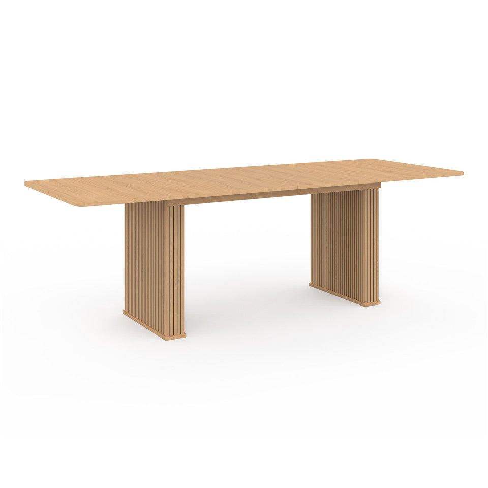 Table repas extensible Faustine 160-240cm bois pieds effet tasseaux