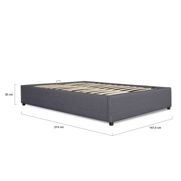 Lit coffre Otto 160x200cm tissu gris