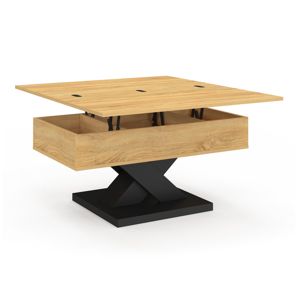 Table basse Alexia avec plateau relevable et dépliant