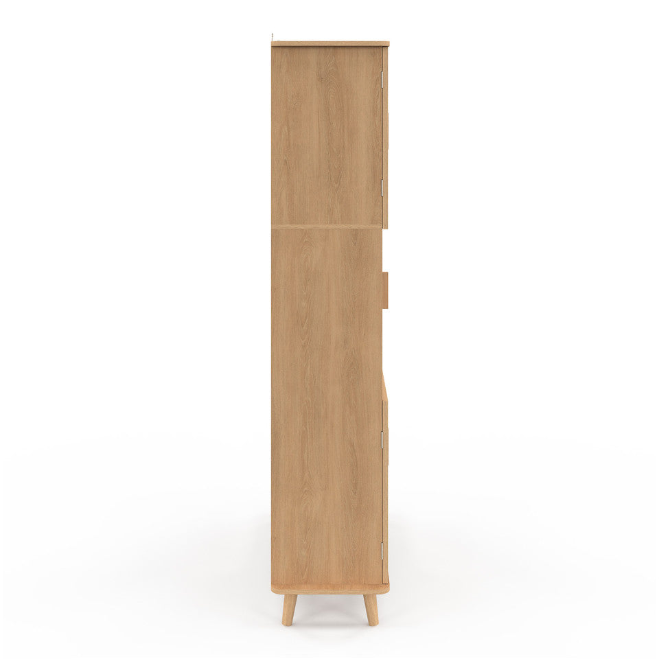 Etagère bibliothèque Faustine 6 niches effet lattes 143cm