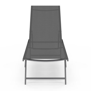 Transats inclinables Malaga 4 positions gris - lot de 2