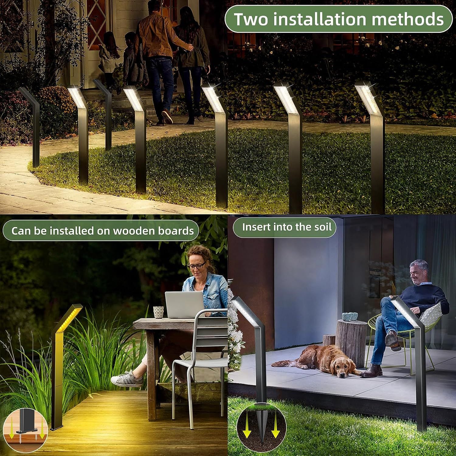 FlinQ Yora Solar Garden Lighting - Lampes solaires de jardin - Lampe d'extérieur - Aluminium - Paquet de 2 - Zwart