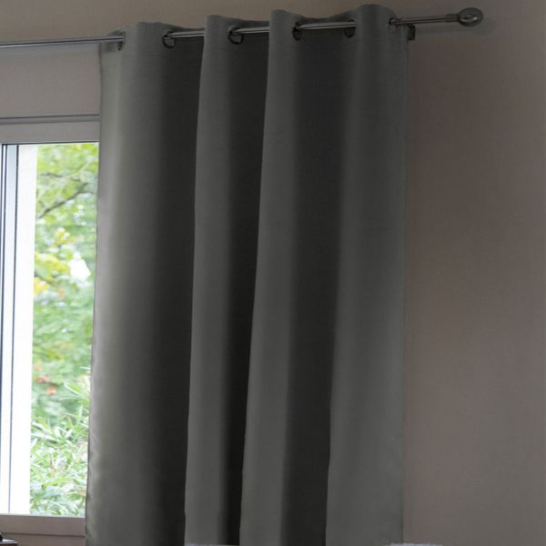 Rideau Occultant 140x260 cm Doublure polaire Polyester Anthracite