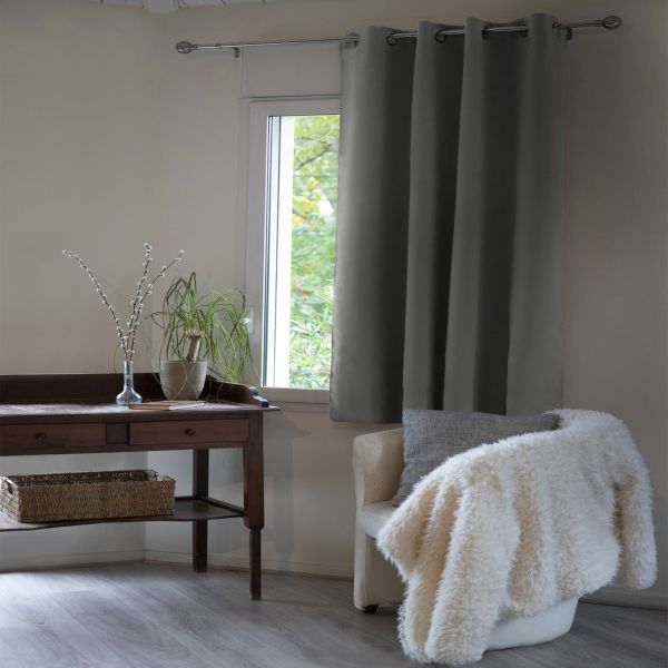 Rideau Occultant 280x260 cm Doublure polaire Polyester Anthracite