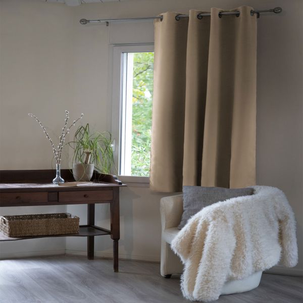 Rideau Occultant 180x260 cm Doublure polaire Polyester Beige