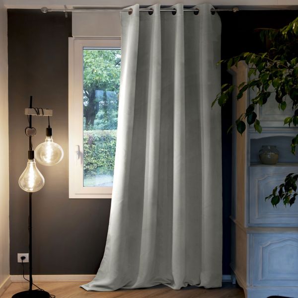 Rideau Occultant 280x260 cm Doublure polaire Polyester Gris Clair