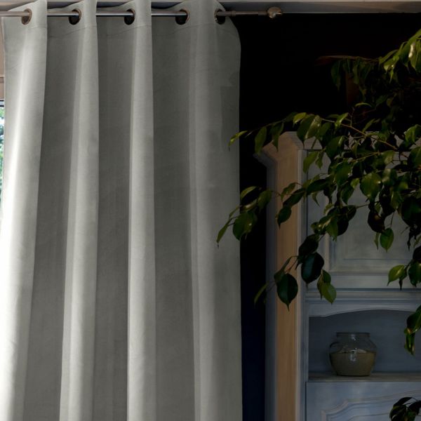 Rideau Occultant 140x180 cm Doublure polaire Polyester Gris Clair