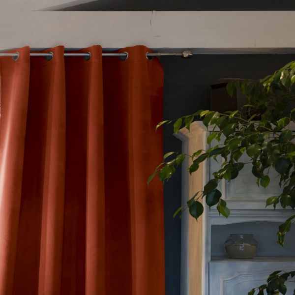 Rideau Occultant 280x260 cm Doublure polaire Polyester Terracotta