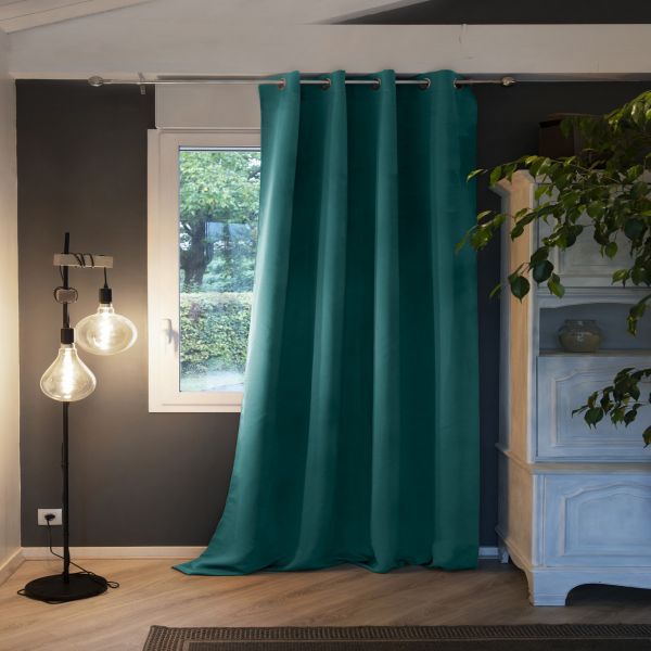 Rideau Occultant 140x180 cm Polyester Bleu Canard