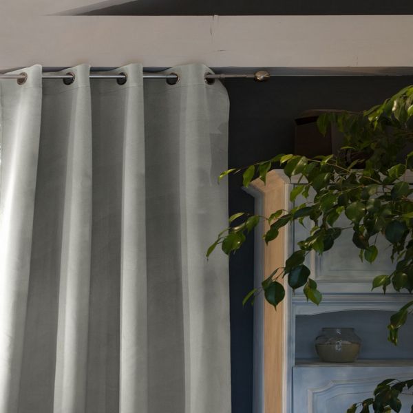 Rideau Occultant 140x180 cm Polyester Gris Clair