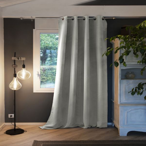 Rideau Occultant 140x180 cm Polyester Gris Clair