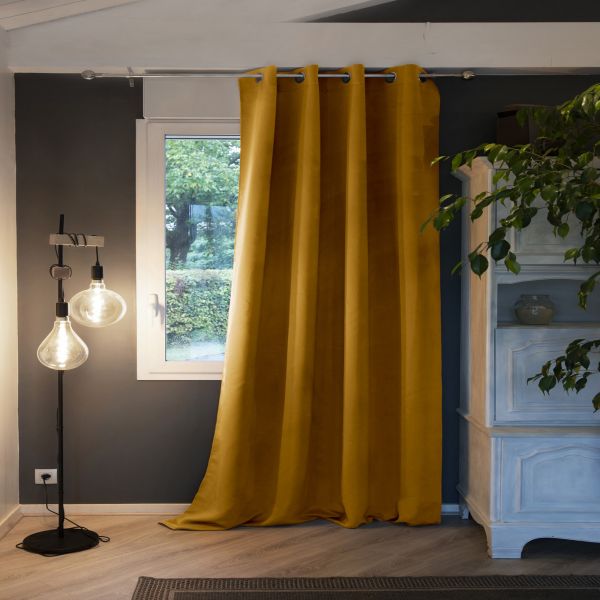 Rideau Occultant 140x180 cm Polyester Moutarde