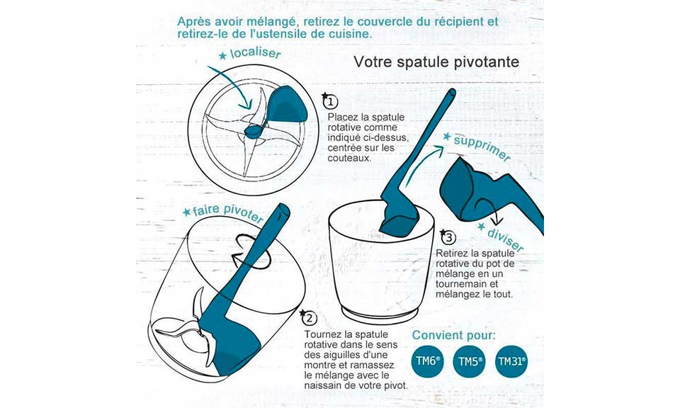 Spatule Rotative Spéciale pour Robot Culinaire - Bleu