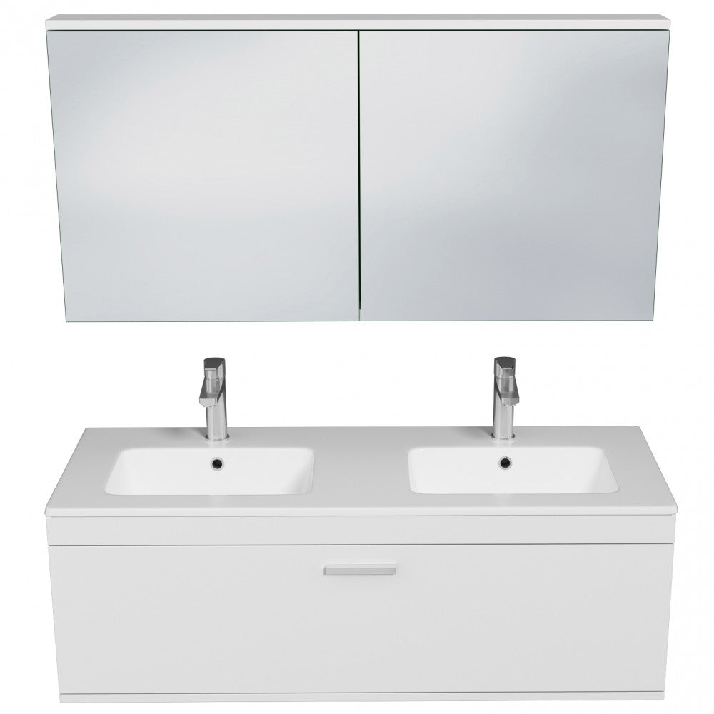 Meuble double vasque Rubite 1 tiroir  120 cm + miroir armoire