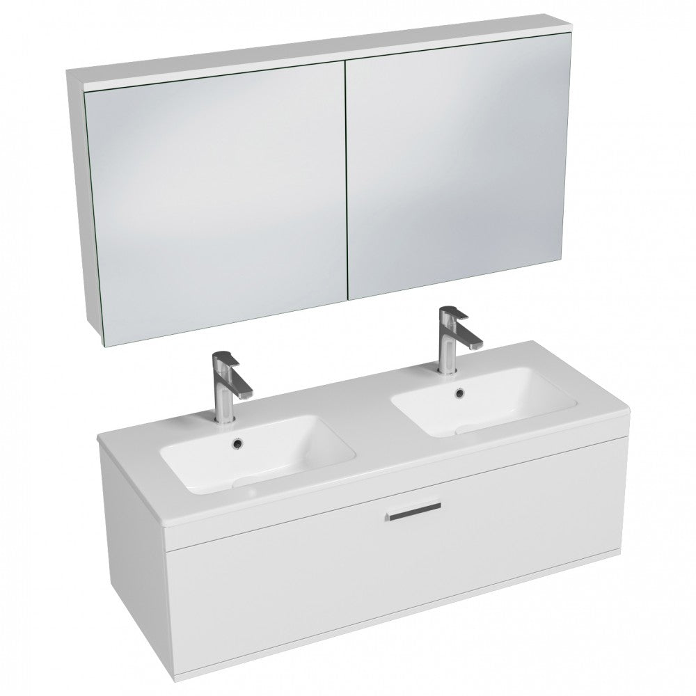 Meuble double vasque Rubite 1 tiroir  120 cm + miroir armoire