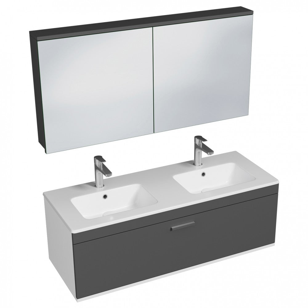 Meuble double vasque Rubite 1 tiroir  120 cm + miroir armoire