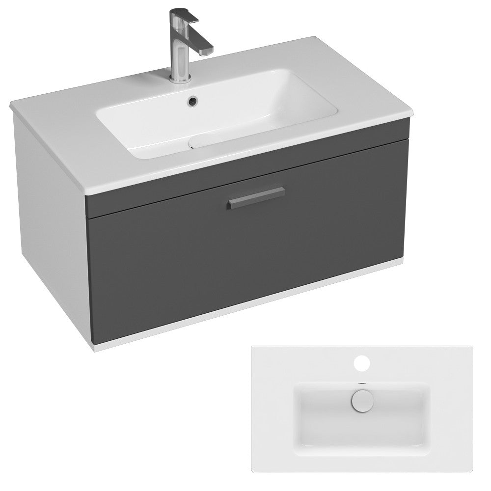 Meuble simple vasque Rubite 1 tiroir 100 cm