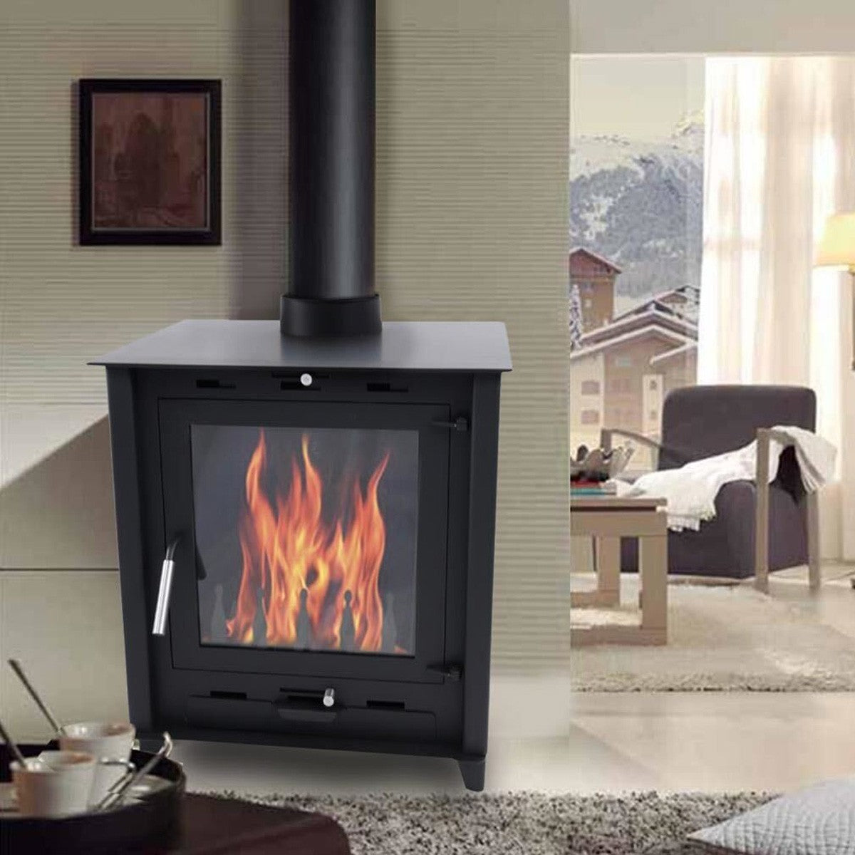Poêle à bois à accumulation 12KW - bûches de 45 cm - rendement élevé