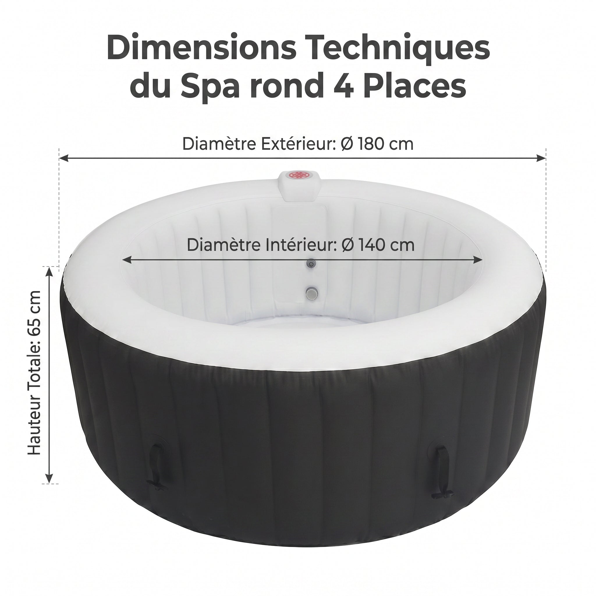 Spa gonflable 4 places rond Beige  Diamêtre : 180 cm - Filtre et bâche inclus