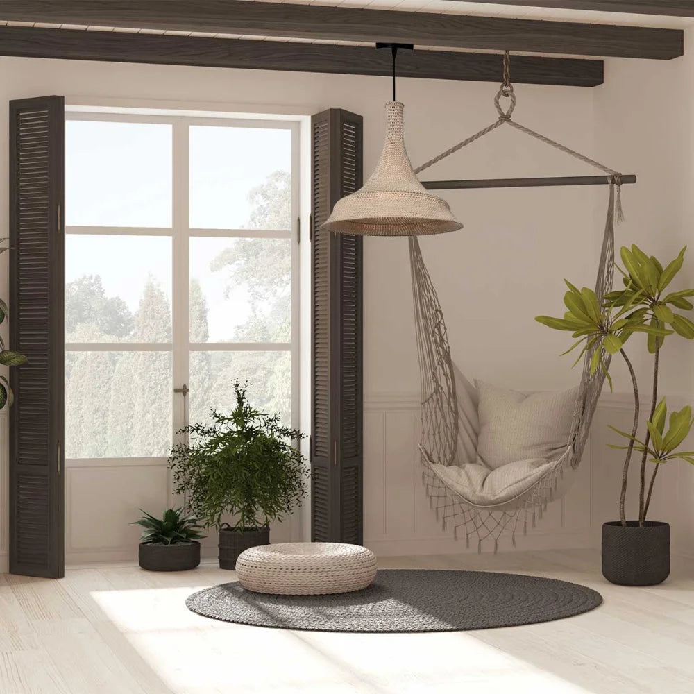 Lampe suspension orientale tissée main crème - Marrakech