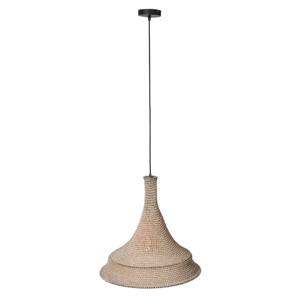 Lampe suspension orientale tissée main crème - Marrakech