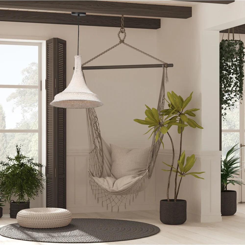 Lampe suspension orientale tissée main blanche - Marrakech