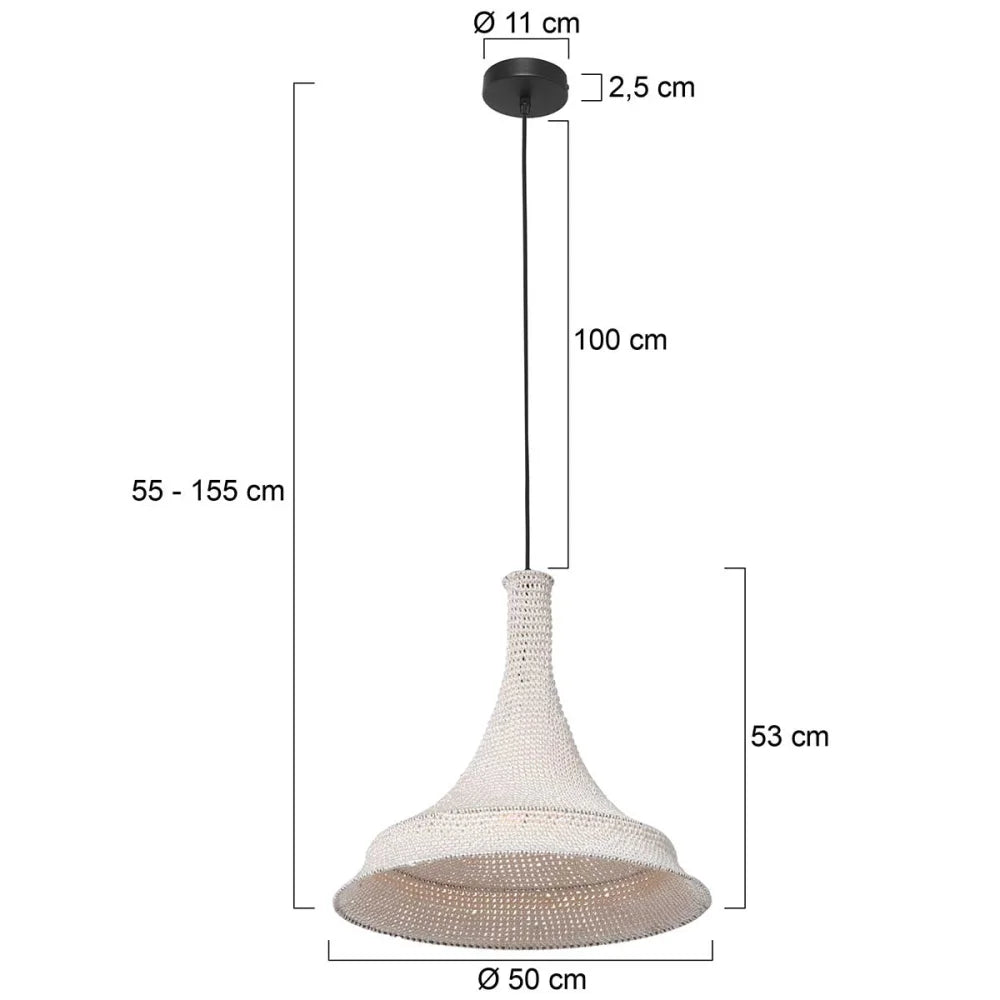 Lampe suspension orientale tissée main blanche - Marrakech