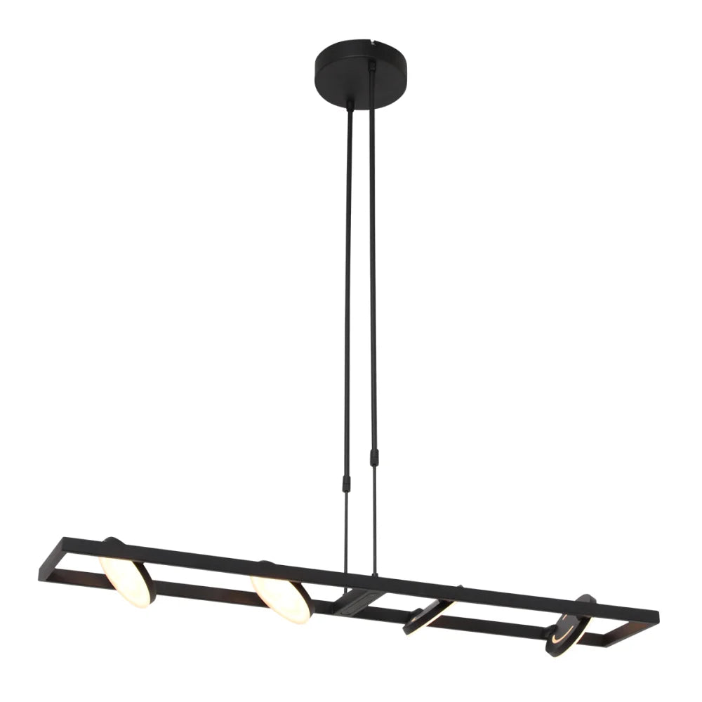 Lampe suspension noire - 4 lumières - Soleil