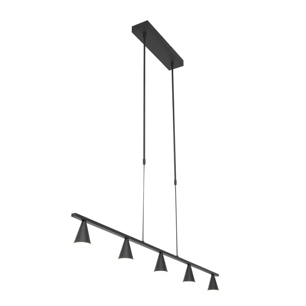 Lampe suspension noire - 5 lumières - Vortex