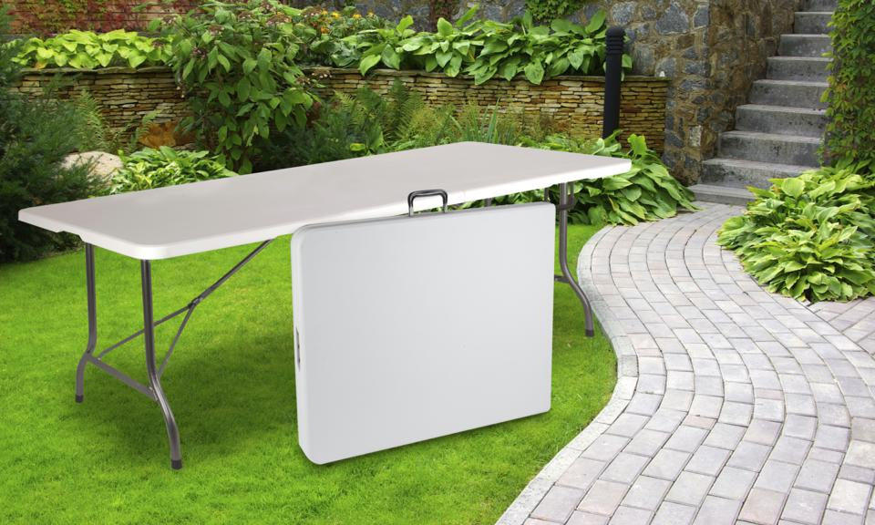 Table de jardin pliante blanche 8 personnes 180cm