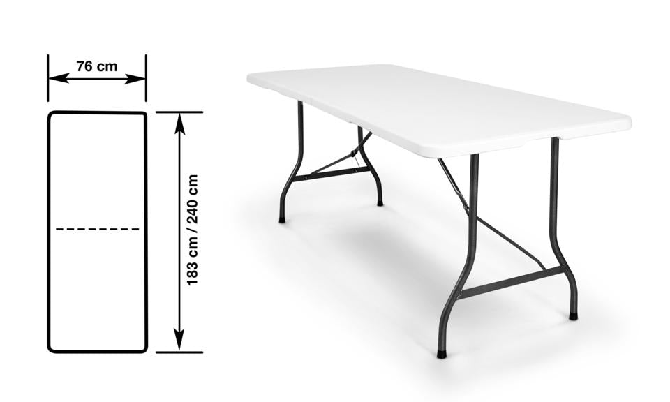 Table de jardin pliante blanche 8 personnes 180cm