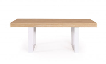 Table repas extensible Brixton 160-200cm plateau bois et pieds blancs