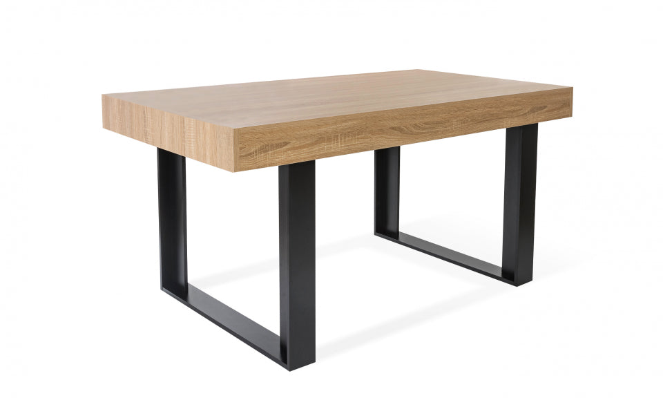 Table repas Brixton 160cm plateau bois et pieds noirs