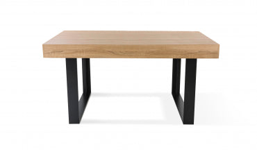 Table repas Brixton 160cm plateau bois et pieds noirs