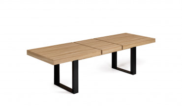 Table repas extensible Brixton 200-300cm plateau bois et pieds noirs