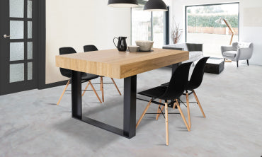 Table repas Brixton 160cm plateau bois et pieds noirs