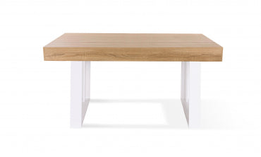 Table repas Brixton 160cm plateau bois et pieds blancs