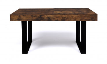 Table repas Brixton 160cm plateau effet bois vieilli et pieds noirs