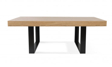 Table repas Brixton 225cm plateau bois et pieds noirs