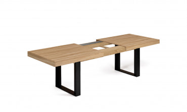 Table repas extensible Brixton 200-300cm plateau bois et pieds noirs