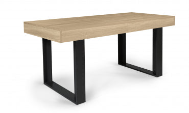 Table repas extensible Brixton 160-200cm plateau bois et pieds noirs